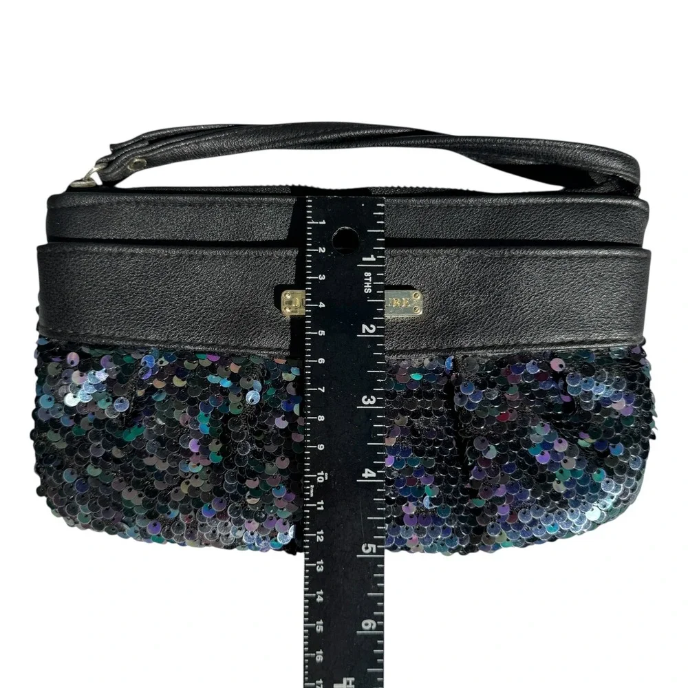 Juicy Couture Wristlet‎ Clutch Navy Black Sequin Evening Party Bag Retro Y2K